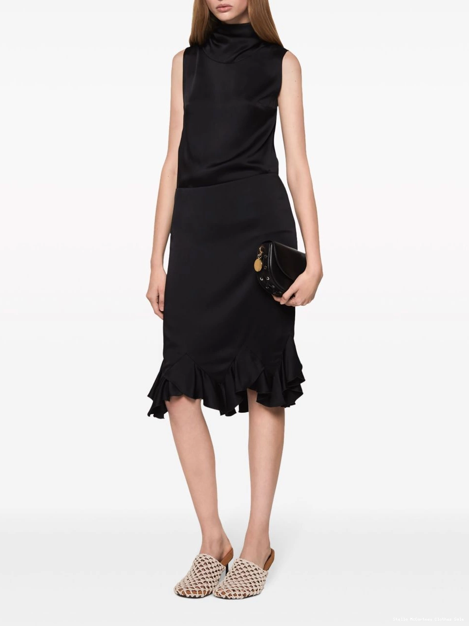 Affordable skirt ruffled McCartney midi Women Stella satin 0824